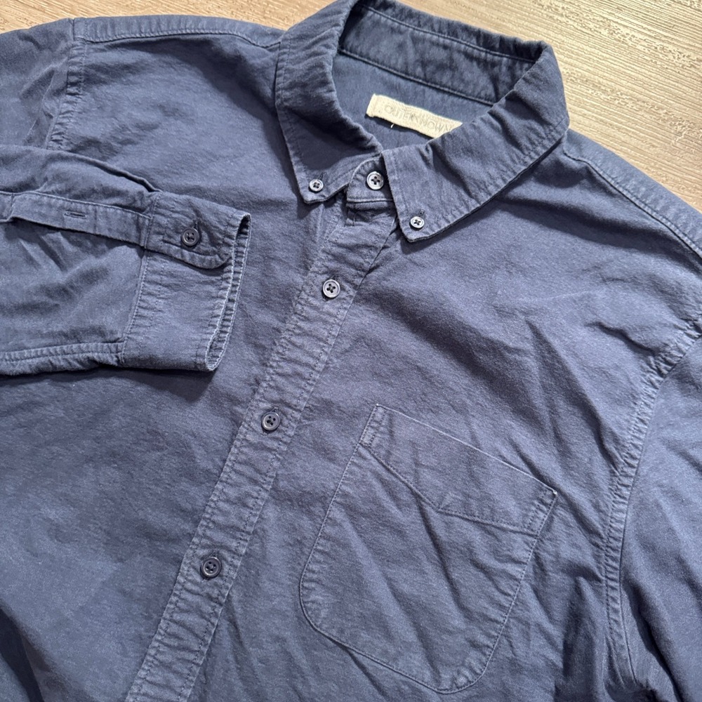 Outerknown Shirt Mens L Blue 100% Organic Cotton Sustainable Surfer Flannel